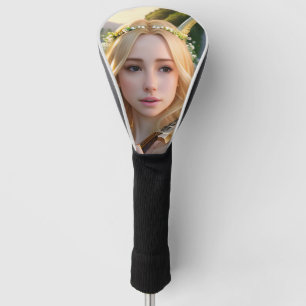 Blonde Beautiful Muse Playing a Harp Golf Head Cover