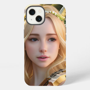 Blonde Beautiful Muse Playing a Harp iPhone 13 Case