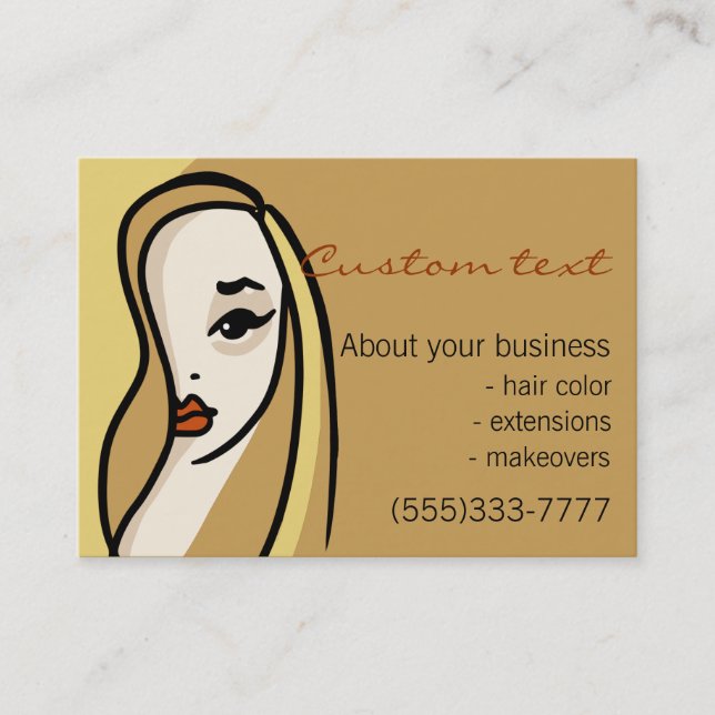Blonde beauty business card template hair makeup (Front)