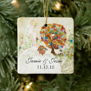 Blonde Birde's 1st Christmas Flower Tree Design Ceramic Tree Decoration