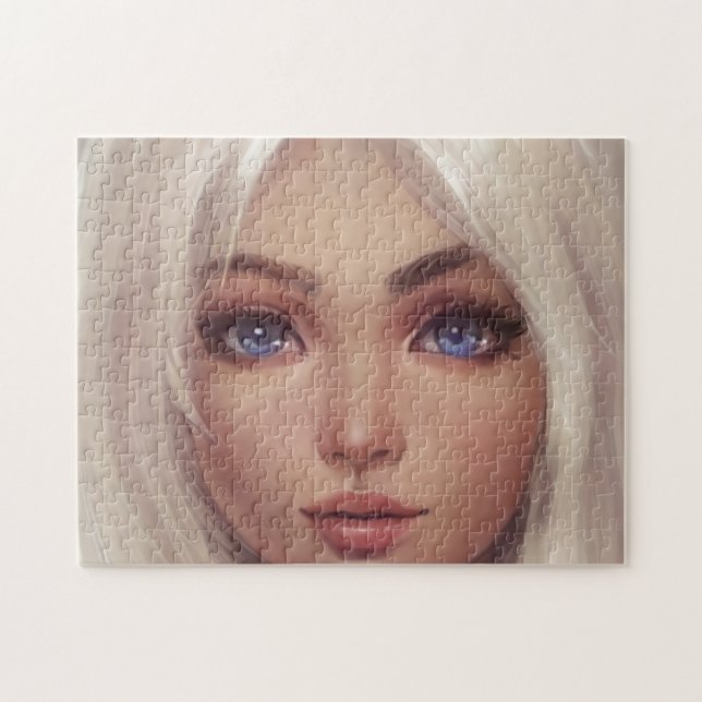Blonde Blue Eyed Young Girl Woman Jigsaw Puzzle (Horizontal)