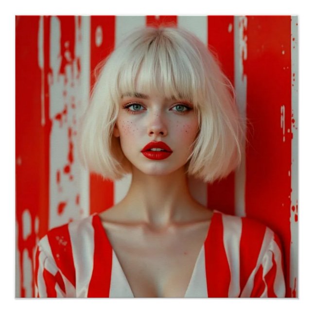  Blonde bob hair woman cinematic portrait  Poster (Front)