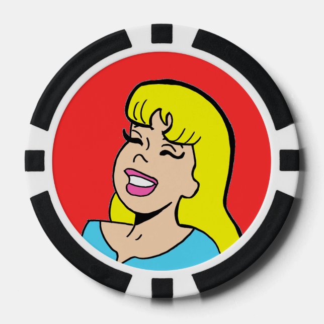 Blonde Bombshell Comic Strip Poker Chip (Front)