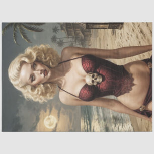 Blonde Bombshell – Edgy Pin-Up Decoupage  Tissue Paper