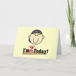 Blonde Boy Baseball 2nd Birthday Tshirts Card