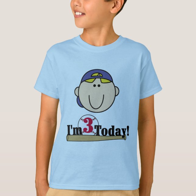 Blonde Boy Baseball 3rd Birthday T-Shirt (Front)