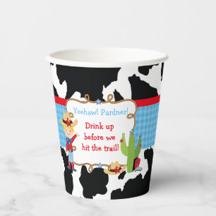 Blonde Boy Cowboy Western Birthday Party Paper Cups
