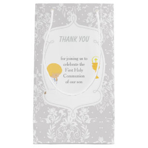 Blonde Boy First Communion Damask Small Gift Bag