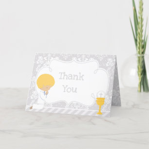 Blonde Boy First Communion 'Thank You' Thank You Card