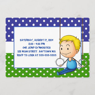 Blonde Boy Gymnastics Birthday Invitations