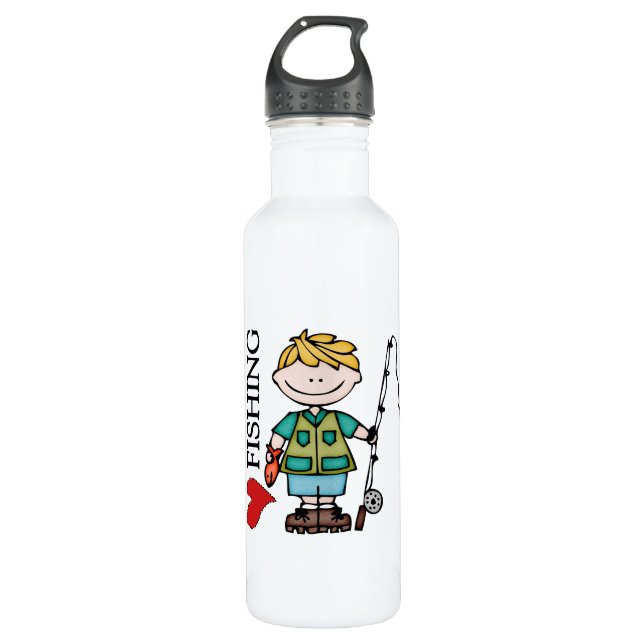 Blonde Boy I Love Fishing 710 Ml Water Bottle (Front)