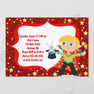 Blonde Boy Magician Birthday Party Invitation