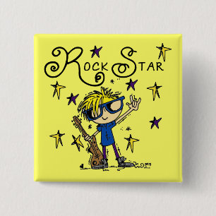 Blonde Boy Rock Star 15 Cm Square Badge