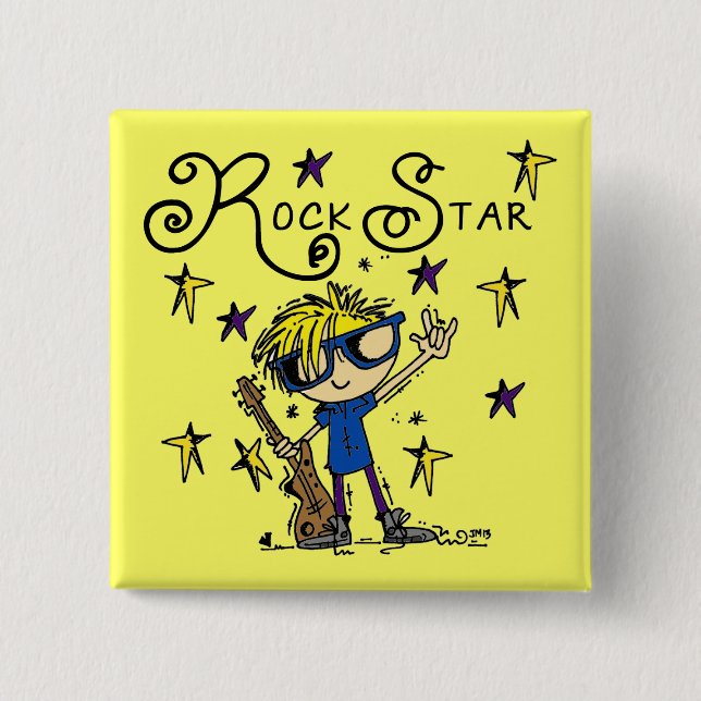 Blonde Boy Rock Star 15 Cm Square Badge (Front)