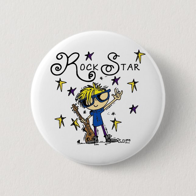 Blonde Boy Rock Star 6 Cm Round Badge (Front)