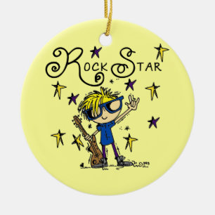 Blonde Boy Rock Star Ceramic Tree Decoration