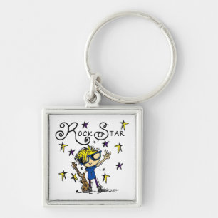 Blonde Boy Rock Star Key Ring