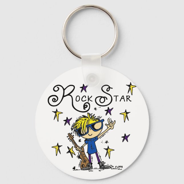 Blonde Boy Rock Star Key Ring (Front)
