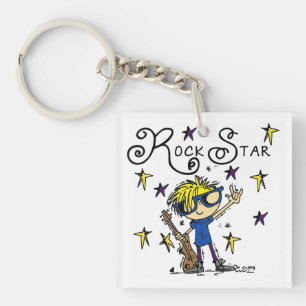 Blonde Boy Rock Star Key Ring