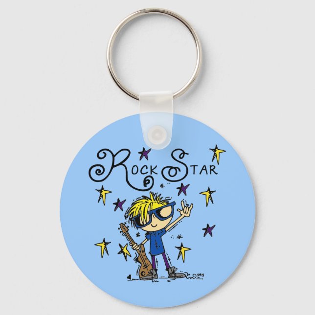 Blonde Boy Rock Star Key Ring (Front)