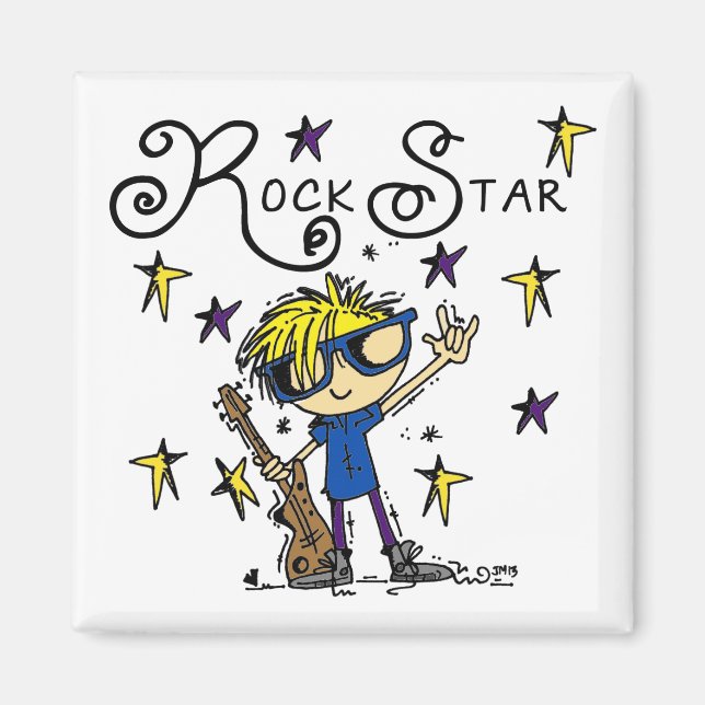 Blonde Boy Rock Star Magnet (Front)