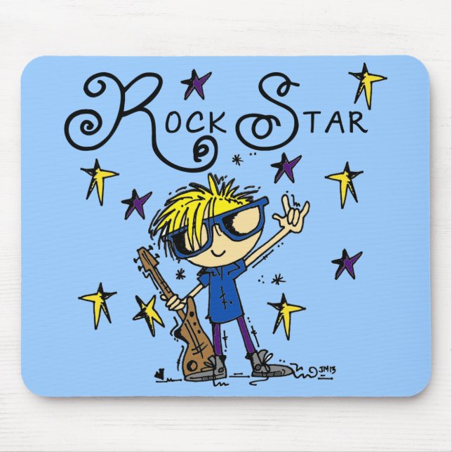 Blonde Boy Rock Star Mouse Mat (Front)