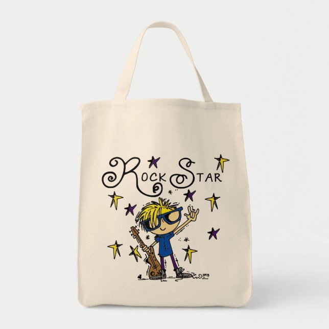 Blonde Boy Rock Star Tote Bag (Front)