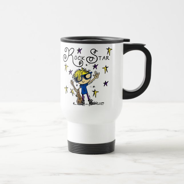 Blonde Boy Rock Star Travel Mug (Right)