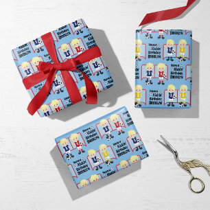 Blonde Boy Soccer Personalised Wrapping Paper Sheet
