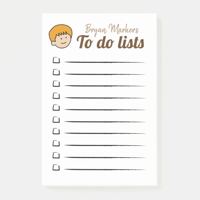 Blonde Boy To do lists Post-it Notes (Front)