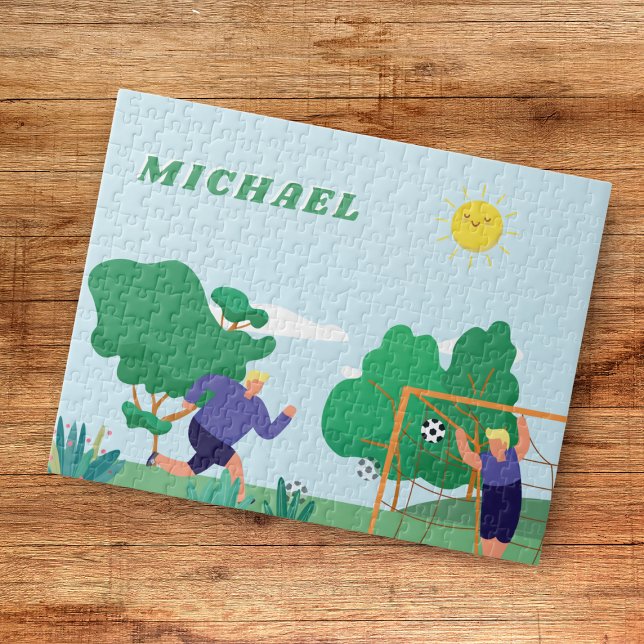 Blonde Boys Soccer Players Illustration Kids Name Jigsaw Puzzle (Creator Uploaded)