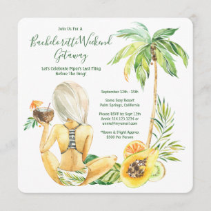 Blonde Bride Bachelorette Beach Weekend Invitation