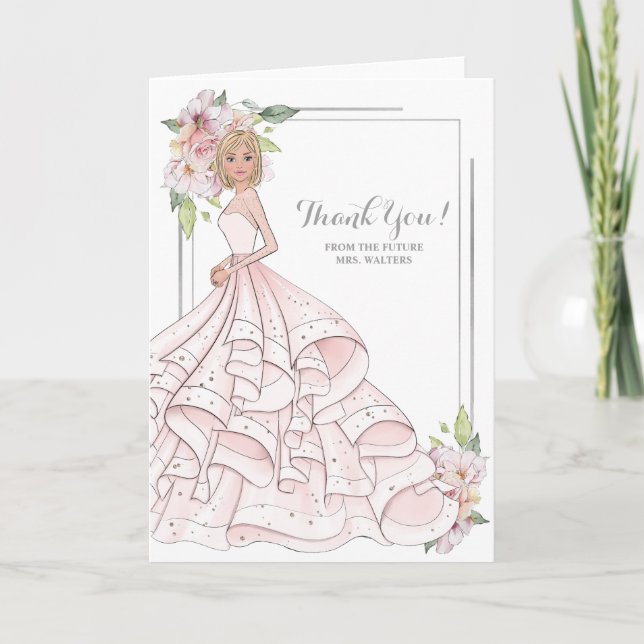Blonde Bride Bridal Shower Future Mrs Thank You Card (Front)