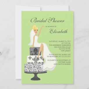 Blonde  Bride Bridal Shower Invitation Green Grey