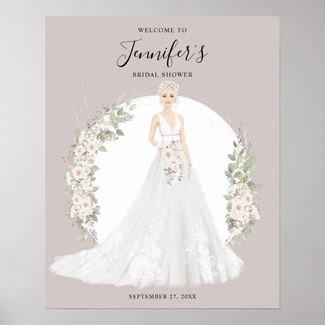 Blonde Bride Bridal Shower Welcome Sign (Front)