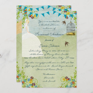 Blonde Bride Garden Bridal Shower Invitations