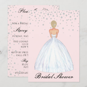 Blonde Bride Illustration Diamond Bridal Shower Invitation