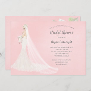 Blonde Bride in Lace Gown Elegant Bridal Shower Invitation