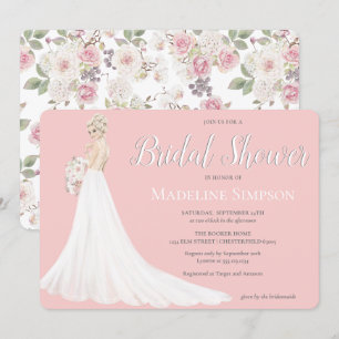Blonde Bride Wedding Gown Bridal Shower Invitation
