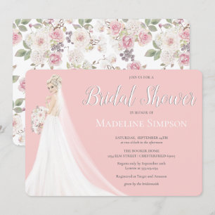 Blonde Bride Wedding Gown Bridal Shower Invitation