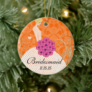 Blonde Bridesmaid  Gifts You Choose Colors Ceramic Tree Decoration