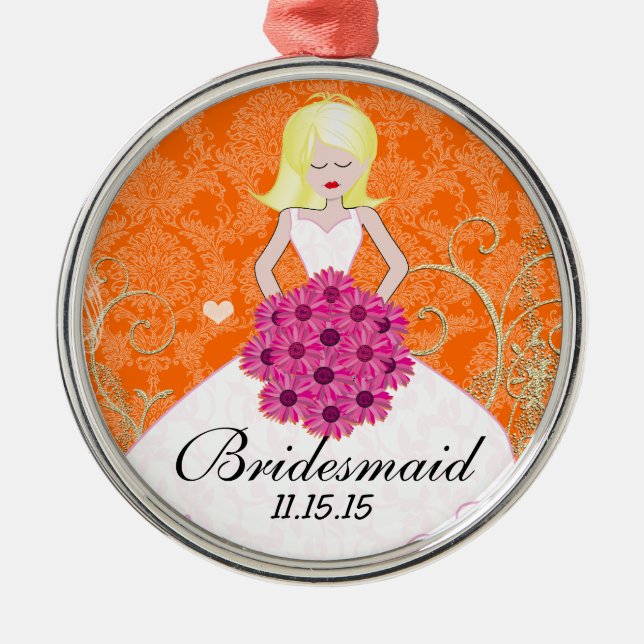 Blonde Bridesmaid  Gifts You Choose Colors Metal Tree Decoration (Front)