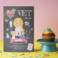 Blonde Brown Eyes Chalkboard Vet Birthday Party