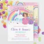 Blonde Brunette Twins Princesses Unicorn Birthday Invitation<br><div class="desc">Whimsical Twins Princess and Unicorn Birthday Party Invitation, featuring a rainbow unicorn and lovely princesses. Personalise this awesome Princess and Unicorn Party Invitation with your party details easily and quickly, simply press the customise it button to further re-arrange and format the style and placement of the text. Exclusive design (c)...</div>
