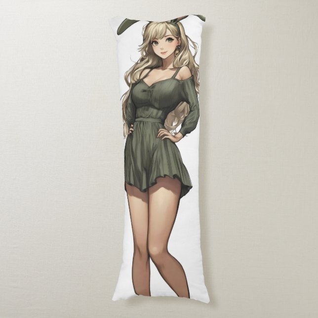 Blonde Bunny Girl Anime Body Cushion (Front Vertical)
