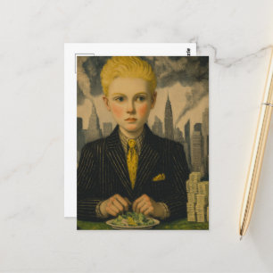 Blonde Business Boy At Desk Postcard