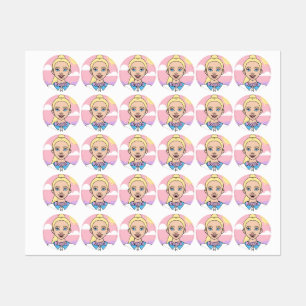 Blonde Cartoon Girl School Student Clothing Labels
