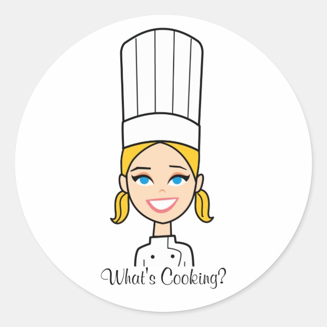 Blonde Chef Cartoon Sticker - Baker Lady (Front)