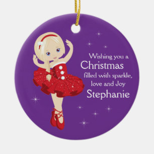 Blonde Christmas Ballerina Ceramic Ornament