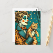 Blonde Circus Clown and a Ginger Kitty